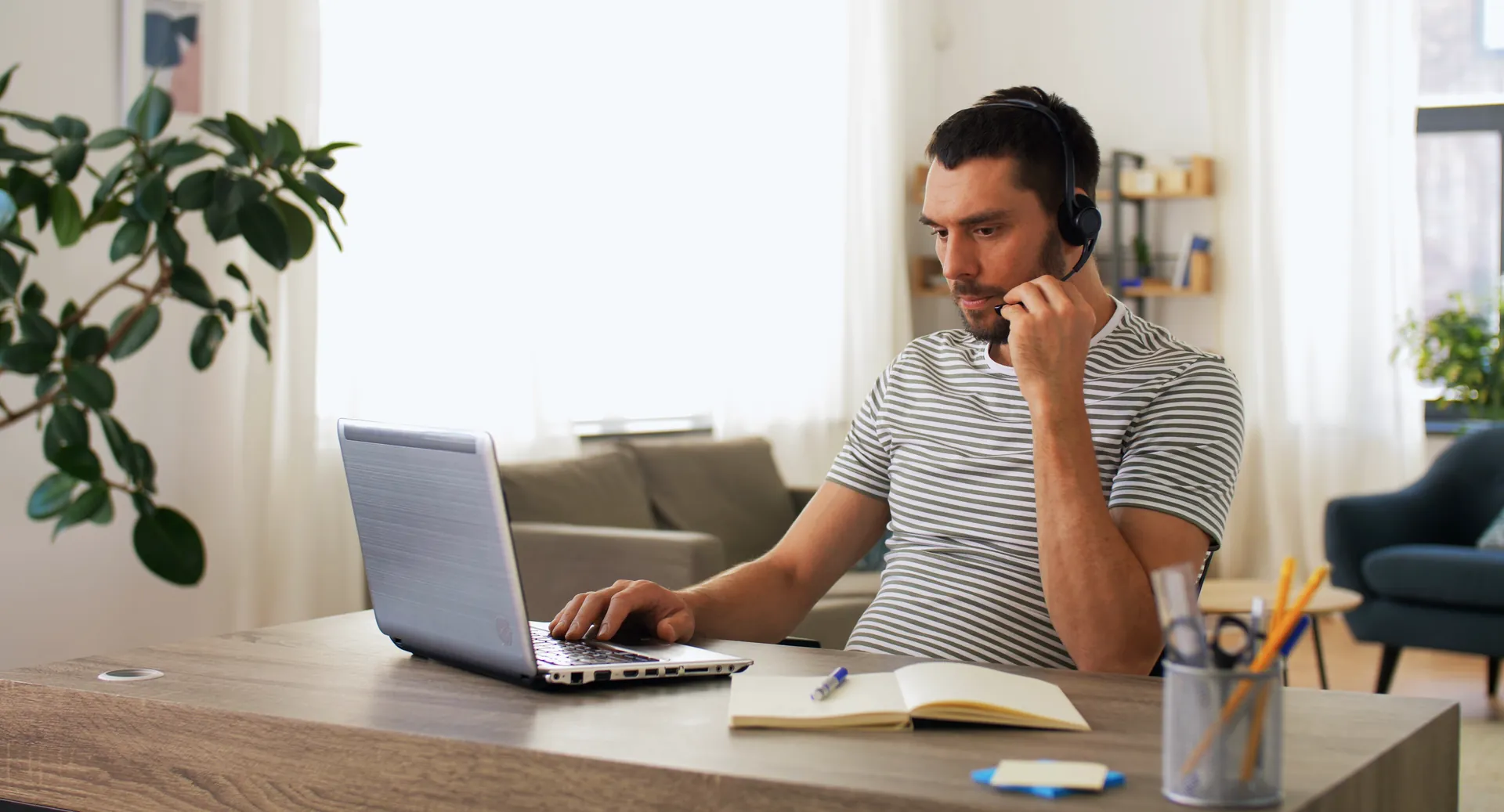 A caller at work